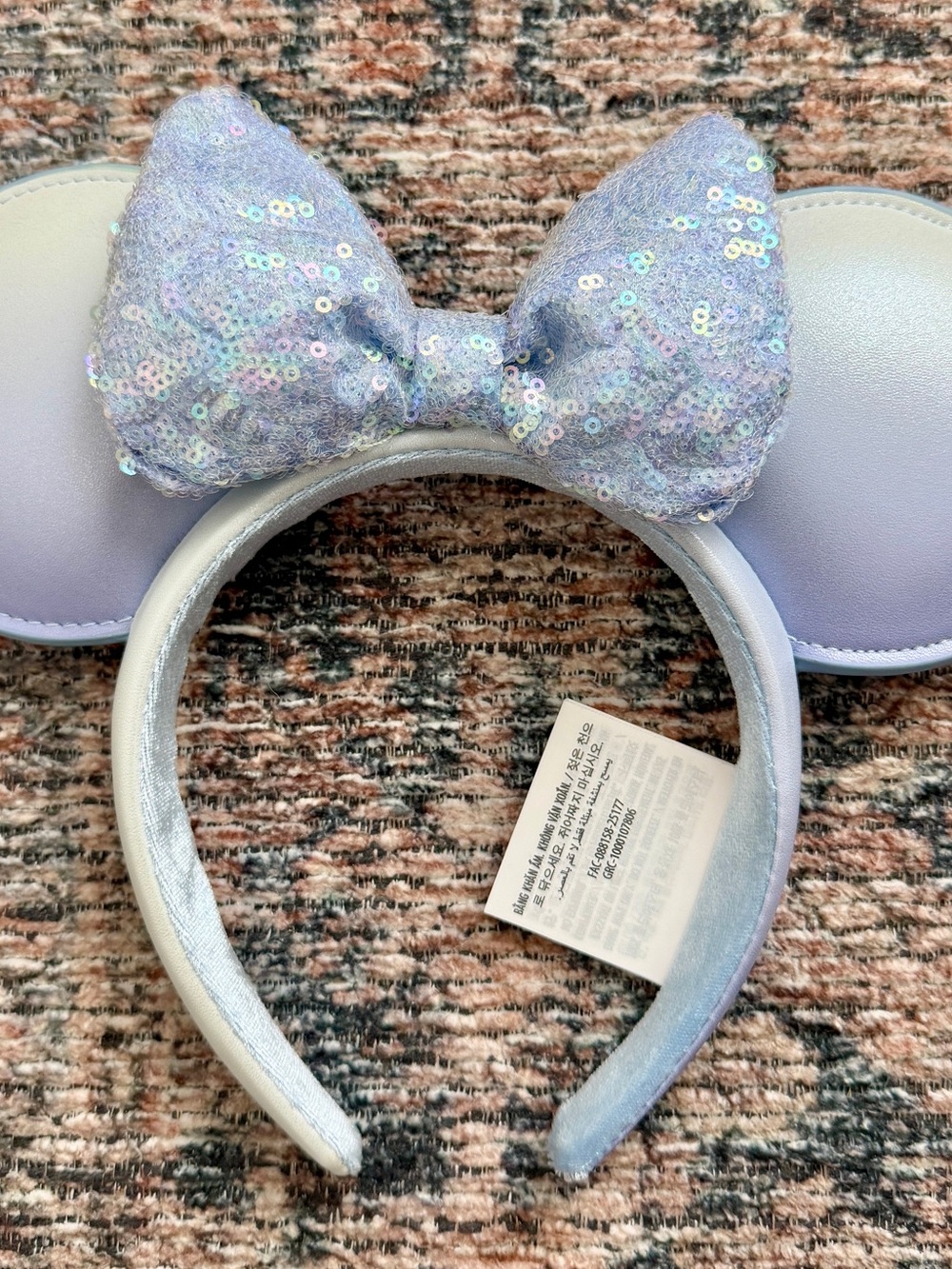 Iridescent Baby Blue Sequin Bow Minnie Ears Headband